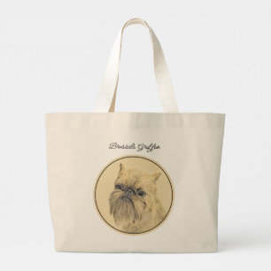 Grand Tote Bag Bruxelles Griffon Peinture Red Rough Cute Dog Art