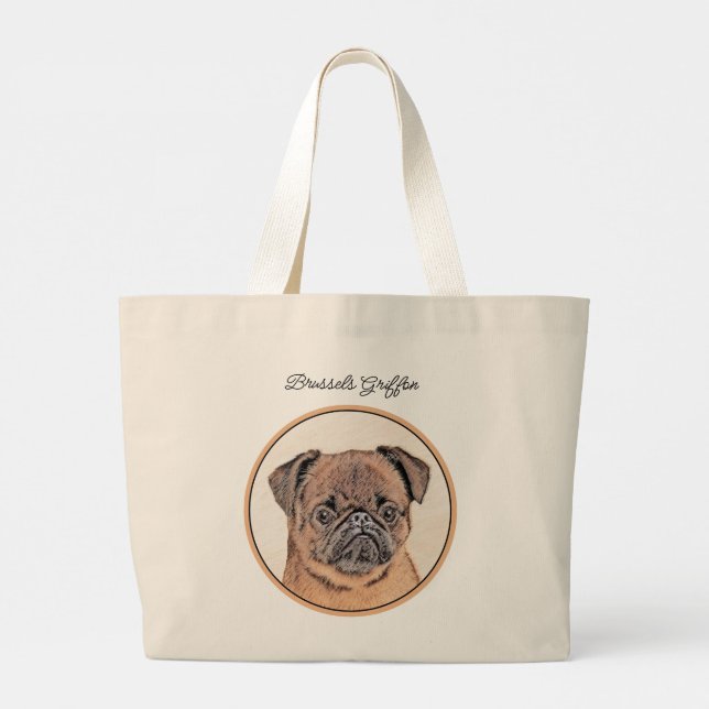 Grand Tote Bag Bruxelles Griffon Peinture Rouge Smooth Cute Dog A (Dos)
