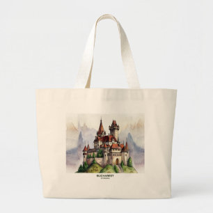 Grand Tote Bag Bucarest Roumanie   Art aquarelle de la vieille vi