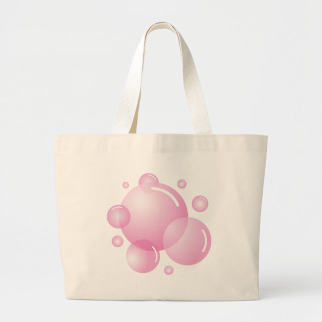 Grand Tote Bag Bulles de savon roses (Devant)