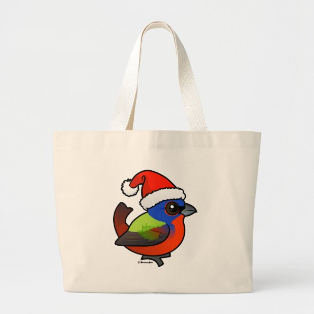 Grand Tote Bag Bunting peint père Noël (Devant)
