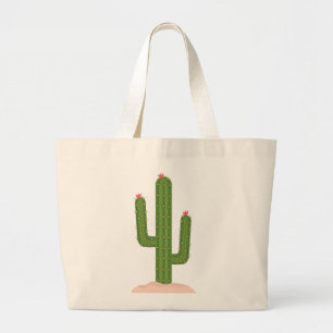 Grand Tote Bag Cactus vert rose Fleur Sud-Ouest Succulent