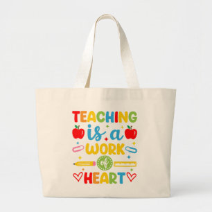 Grand Tote Bag Cadeau pour enseignant L'enseignement est un trava