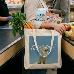 Grand Tote Bag Cadeau Rétro pour Maman de Chien Chihuahua Ciel Bl