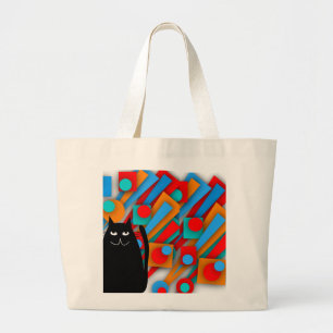 Grand Tote Bag Cadeaux d'art de chat noir