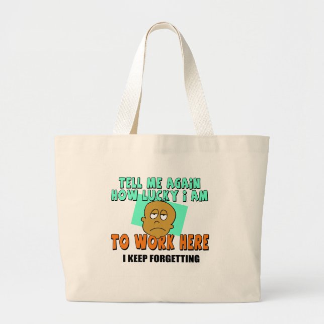 Grand Tote Bag Cadeaux drôles de T-shirts de travail (Devant)