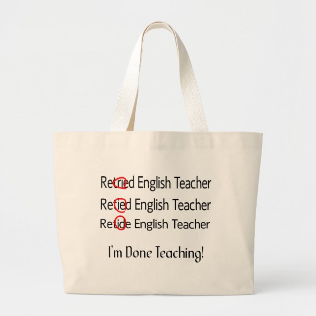 Grand Tote Bag Cadeaux retirés de professeur d'Anglais (Devant)