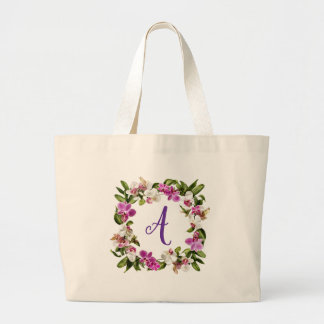 GRAND TOTE BAG CADRE FLORAL D'ORCHIDEE