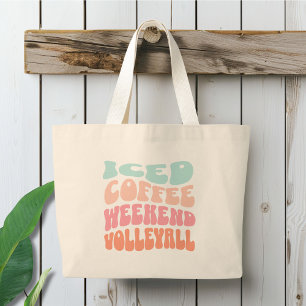 Grand Tote Bag Café glacé Week-end Volleyball Retro