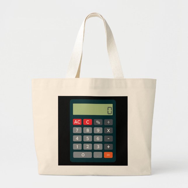 Grand Tote Bag Calculatrice mathématique de costume comptable (Devant)