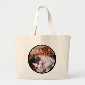 Grand Tote Bag Câlin de deux chatons par Henriëtte Ronner-Knip