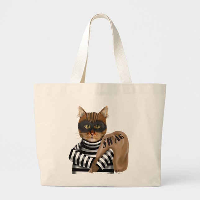 Grand Tote Bag Cambriolage de chat (Devant)