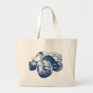 Grand Tote Bag Camion de monstre bleu