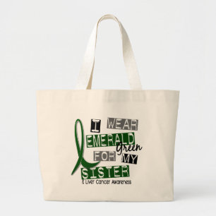 Grand Tote Bag Cancer de foie je porte le vert vert pour ma soeur