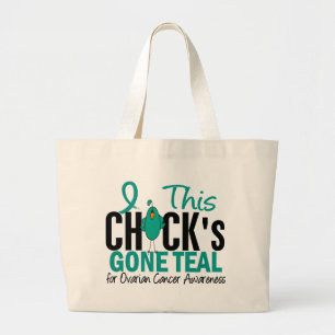 Grand Tote Bag Cancer ovarien Teal allé par poussin
