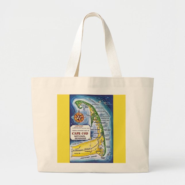 Grand Tote Bag Cape Cod  National Seashore Map Tote (Devant)