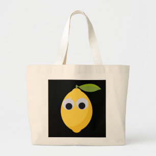 Grand Tote Bag Caractère citron mignon avec yeux googly