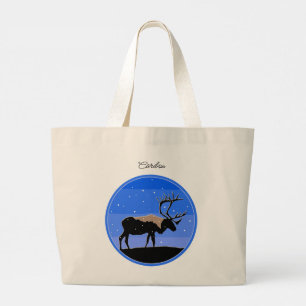 Grand Tote Bag Caribou en hiver - Art original de la faune