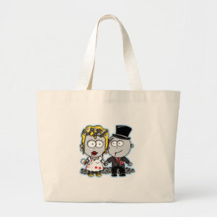 Grand Tote Bag Caricature mignonne Cadeaux de mariage marié et ma