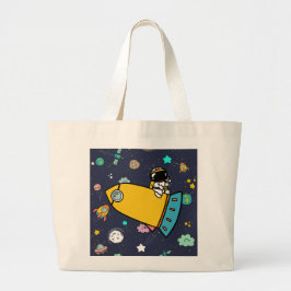 Grand Tote Bag Caricature spatiale astronaute