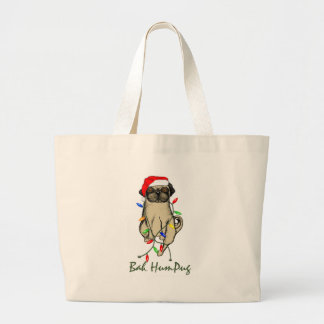 Grand Tote Bag Carlin Chien Bah Humpug Funny Noël