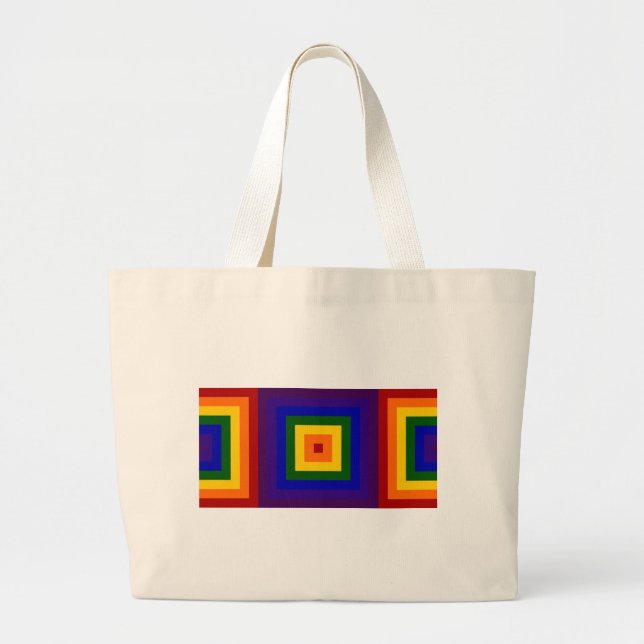 Grand Tote Bag Carrés arc-en-ciel (Devant)