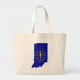 Grand Tote Bag Carte de drapeau de l'Indiana
