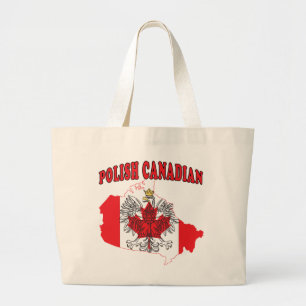 Grand Tote Bag Carte du drapeau canadien polonais