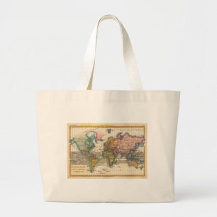 Grand Tote Bag Carte du Monde 1780 Bonne Antique Planisphère