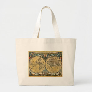 Grand Tote Bag Carte du monde antique désorganisée #2