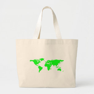 Grand Tote Bag Carte du monde blanc vert