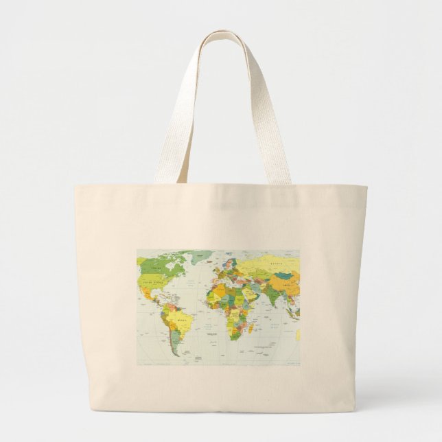 Grand Tote Bag Carte mondiale Globe Pays Atlas (Devant)