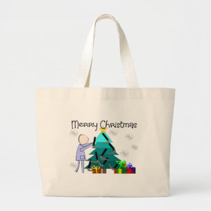 Grand Tote Bag Cartes de Noël drôles de thérapeute respiratoir