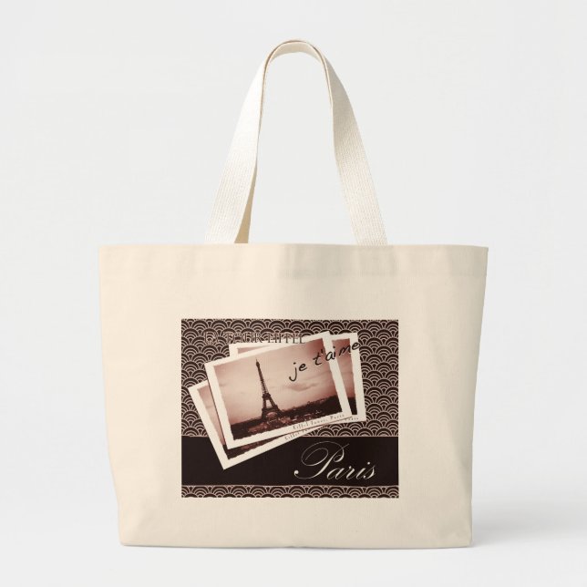 Grand Tote Bag Cartes postales de Paris (Devant)