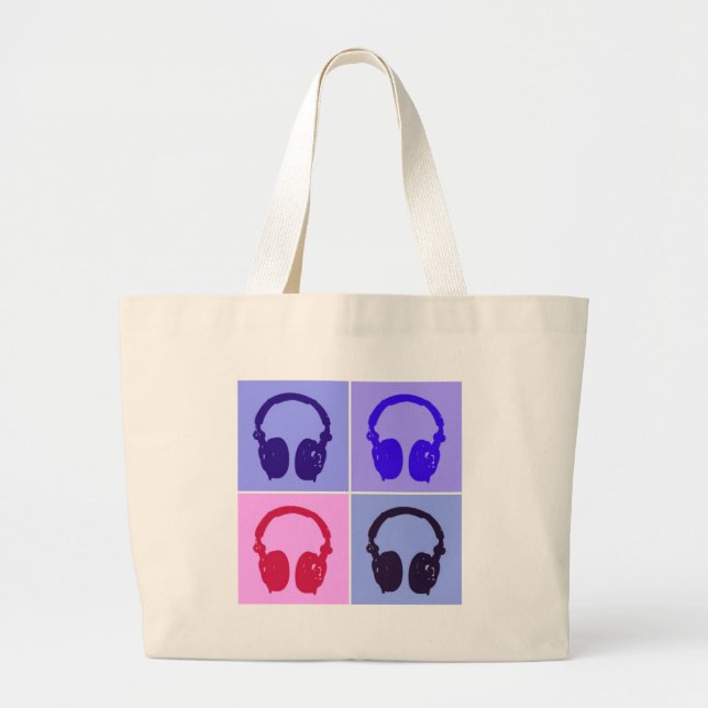 Grand Tote Bag Casques Pop Art (Devant)