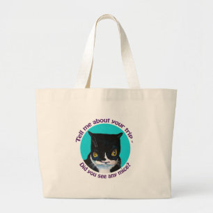 GRAND TOTE BAG CAT CURIEUX DRÔLE