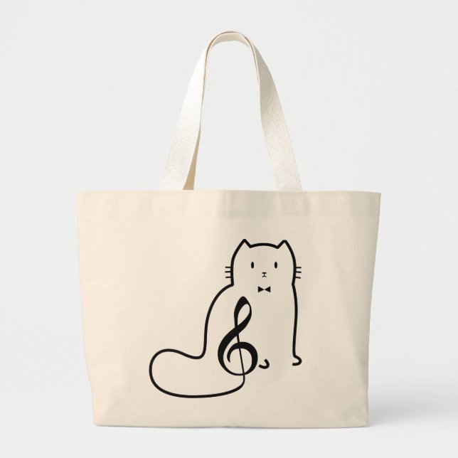 GRAND TOTE BAG CAT ET MUSIQUE NOTE (Devant)