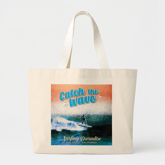 Grand Tote Bag Catch the Wave - Le paradis du surf (Devant)
