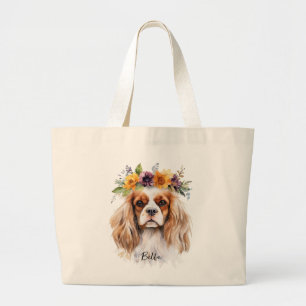 Grand Tote Bag Cavalier King Charles Spaniel Chien race Jumbo Fou