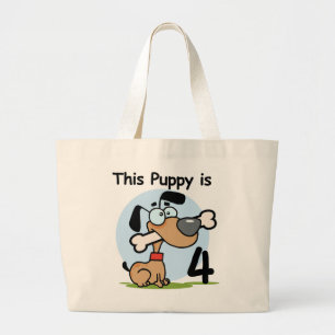 Grand Tote Bag Ce Chiot 4e Anniversaire Tshirts et cadeaux
