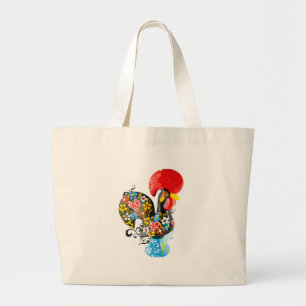 Grand Tote Bag Célèbre Rooster de Barcelos Nr 06 - Floral Editi