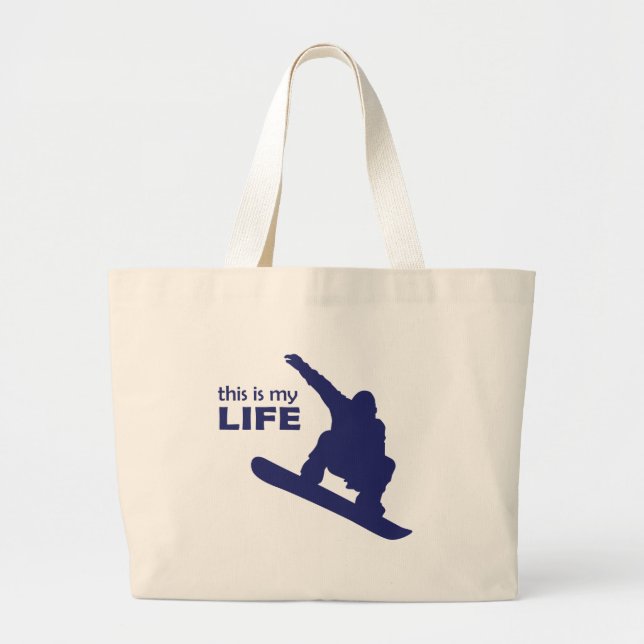 Grand Tote Bag C'Est Ma Vie (Snowboard) (Devant)