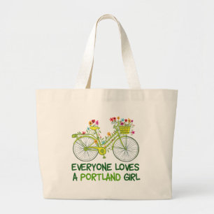 Grand Tote Bag Chacun aime une fille de Portland