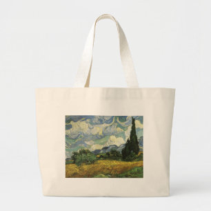 Grand Tote Bag Champ de blé avec Cyprès, Vincent Van Gogh