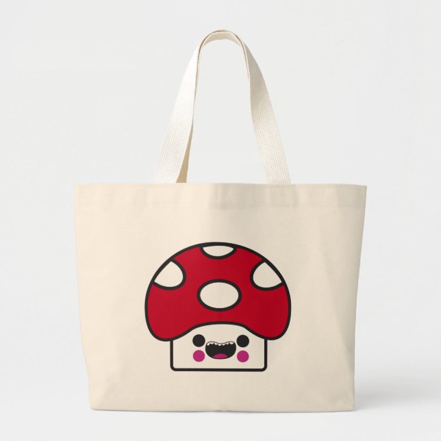 Grand Tote Bag Champignon heureux (Devant)