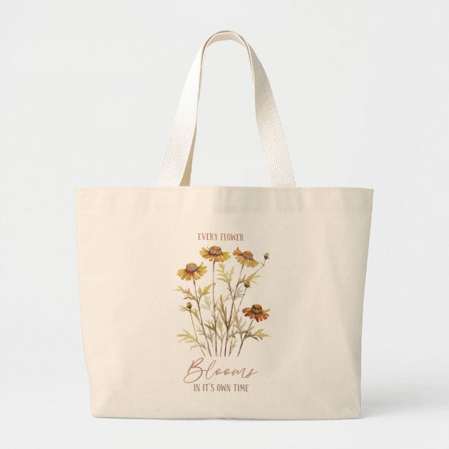 Grand Tote Bag Chaque fleur fleurit dans son propre temps -Floral (Devant)