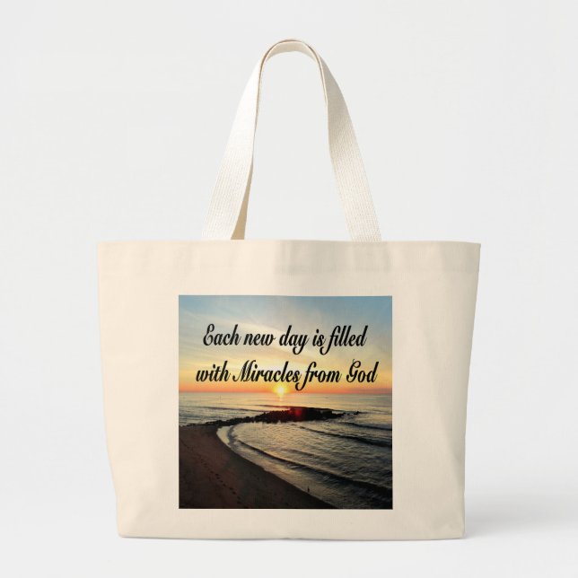 GRAND TOTE BAG CHAQUE JOUR EST DES MIRACLES DE DIEU (Devant)