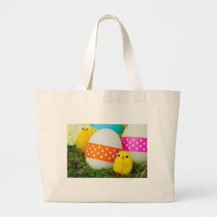 Grand Tote Bag chasse aux oeufs de pâques de poulet