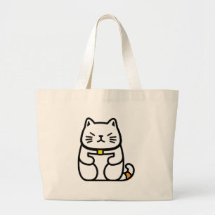 Grand Tote Bag Chat chanceux japonais ou Maneki-Neko