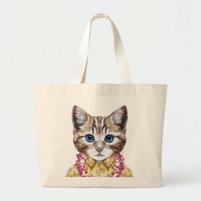 Grand Tote Bag Chat hawaïen de Kitty (Devant)